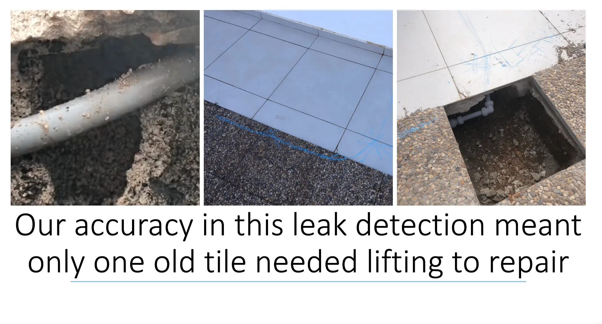 Before and after leak repair 1 - Pinpoint accuracy means minimal excavation