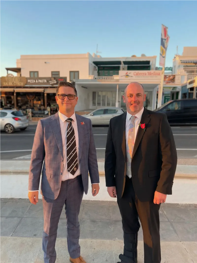 Pete and Dave suited up in Lanzarote